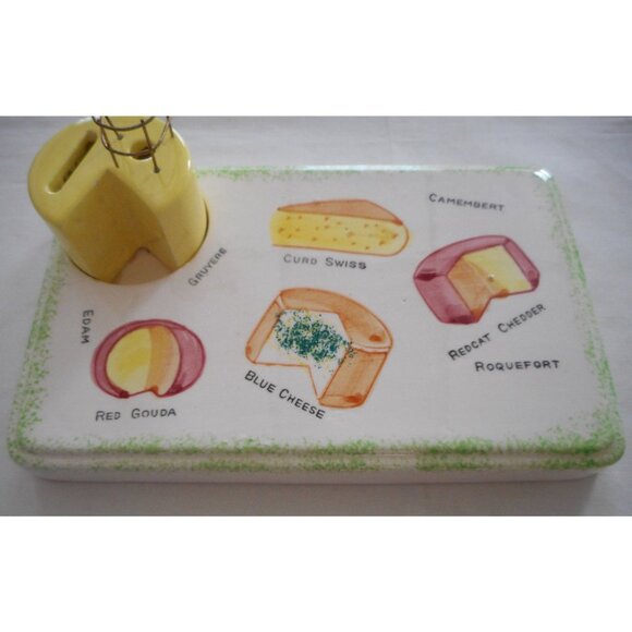 Vintage 1960s Novelty Ceramic Cheese Tray Board Mice At Work MIJ Japan - Picture 2 of 6